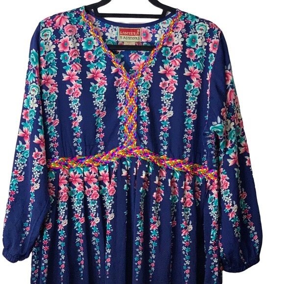 Vintage Women Kaftan Size Medium  Blue Sameera Fashion Dress Loose Long … - Picture 3 of 12